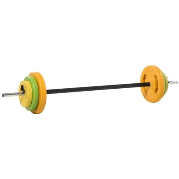 Verstelbaar Halterset - Dumbbell 20 KG - Antislipgreep - 2 x 5 kg, 2 x 2,5 kg, 2 x 1,5 kg Schijven - 1 x 2 kg Halterstang - Thuisgym Oplossing - Krachttraining - Oranje+Groen+Geel