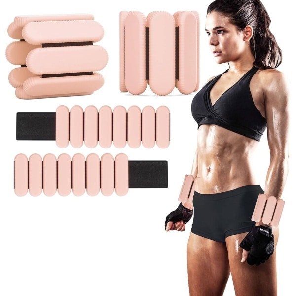 Verstelbare enkelgewichten voor dames/heren, geschikt voor wandelen en hardlopen, 1 paar (elk weegt 1 pond) siliconen fitness gewichten, geschikt voor workouts in de sportschool, joggen, yoga, pilates, krachttraining roze
