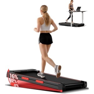 Walking Pad met helling 16%, 10 km/u loopband voor thuis met helling, LED-display, afstandsbediening, 2,5 pk, stil, kleine loopband voor thuis en op kantoor, belasting 136 kg