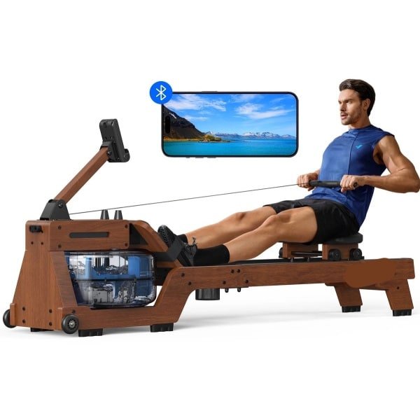 Water Roeimachine - Roeimachine - Magnetische Roeitrainer - Roeiapparaat - Bluetooth Connectie - Ergonomische Zitting - van Massief Hout - 22L Watertank - Max 150kg - Voor Thuisgebruik
