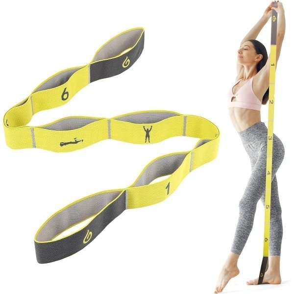 Weerstandsband voor krachttraining - 8 krachtniveaus, elastische fitnessband voor yoga, pilates en thuisgym