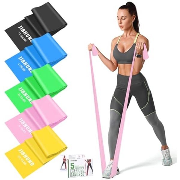 Weerstandsbandset voor Krachttraining en Flexibiliteit - 5 Niveaus 1,5m Trainingsbanden voor Fitness en Yoga