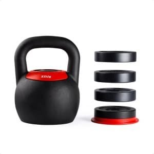 ZEUZ Verstelbare Kettlebell tot 16 KG - Fitness Sport Set - 8, 10, 12, 14 & 16KG Conditie & Krachttraining - Halters - Gietijzer - Zwart & Rood