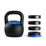 ZEUZ Verstelbare Kettlebell tot 24 KG - Fitness Sport Set - 16, 18, 20, 22 & 24KG - Conditie & Krachttraining - Halters - Gietijzer - Zwart & Blauw