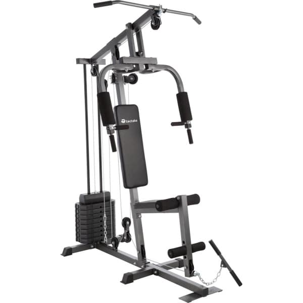tectake® Fitness Krachtstation - Home Gym - Pull up station - Geschikt voor alle niveaus - Voor diverse spiergroepen - Krachttraining - Power Tower - Grijs