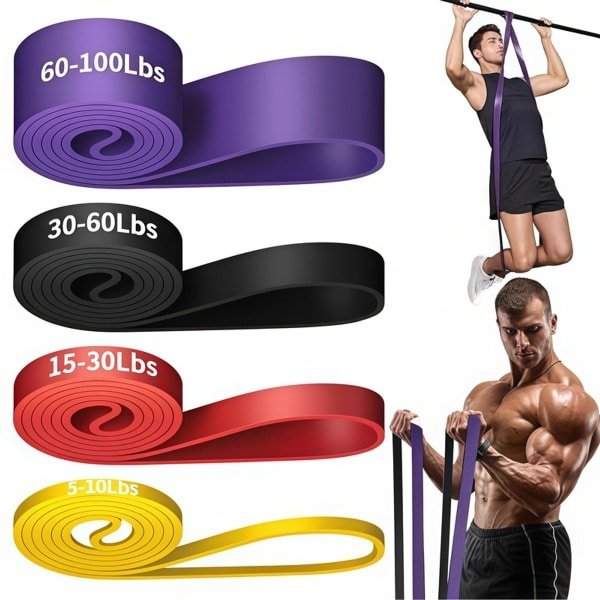 weerstandsbanden - resistance band - fitness elastiek- weerstandband -weerstandsbanden set Unisex - 4 weerstandsbanden op verschillende niveaus geschikt voor yoga pilates fitness en krachttraining