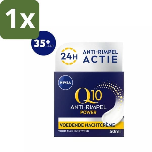 1 x NIVEA - Nachtcrème - Q10 POWER Anti-Rimpel - Voor alle huidtypen - Met Q10 & Creatine - 50 ml - Anti-rimpel Crème - Nachtcrème - Rimpelverlichting - Huidverzorging - Q10 Crème
