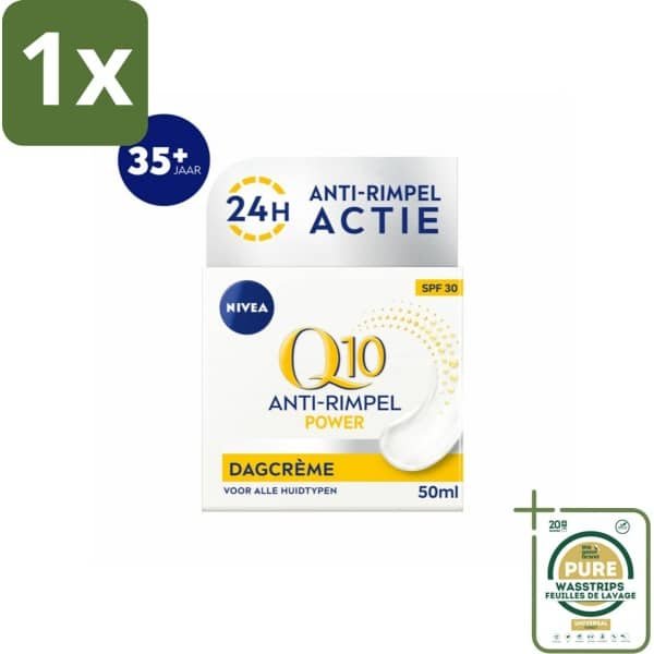 1 x NIVEA - Q10 POWER Dagcrème - Anti-Rimpel Crème - SPF 30 - Voor alle huidtypen - Met Q10 & Creatine - Collageenversterker - 50 ml- Anti-rimpel Crème - Rimpelvermindering - Huidveroudering - SPF 30 - Q10