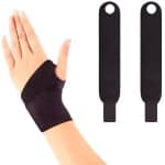 2 Wrist Bandages, Unisex Wrist Support, Wrist Bandage voor Fitness, Spieren, Halterofilie & Crossfit voor de rechter en linker wrist, Zwart