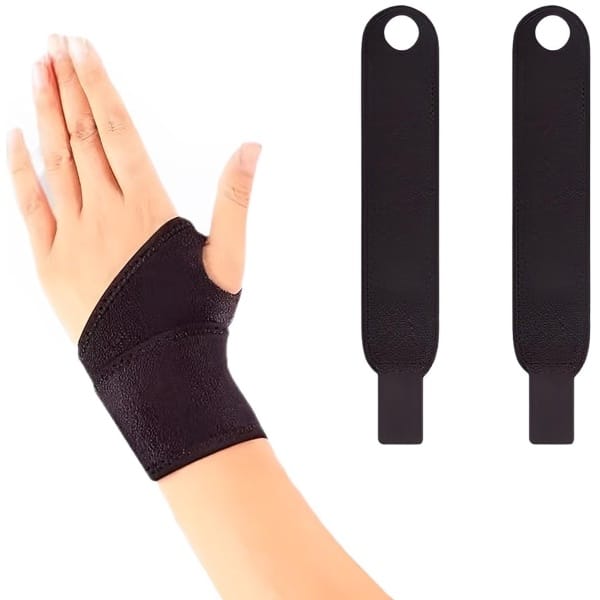 2 Wrist Bandages, Unisex Wrist Support, Wrist Bandage voor Fitness, Spieren, Halterofilie & Crossfit voor de rechter en linker wrist, Zwart