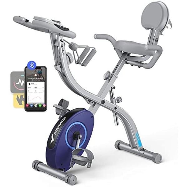 4-in-1 Hometrainer met LCD-monitor en Hartslagmeting - Inklapbare Fitnessfiets voor Thuis
