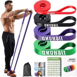 4 stuks elastische weerstandsbanden sport latex met tas voor krachttraining fitness pilates yoga oefeningen