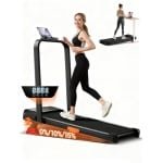 6-in-1 opvouwbare loopband met een stille motor. De loopband beschikt over een instelbare helling tot 15%, een verend loopvlak en ondersteunt een maximaal gewicht van 136 kg