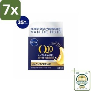 7 x NIVEA - Nachtcrème - Q10 Extra Voedend - Voor droge huid - Anti-Rimpel - Met Creatine - 50 ml - Grootverpakking - Nachtcrème - Anti-rimpel - Droge Huid - Q10 - Creatine