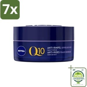 7 x NIVEA - Nachtcrème - Q10 POWER Anti-Rimpel Gevoelig - Voor gevoelige huid - Met Q10, Creatine & Zoethoutextract - 50 ml - Grootverpakking - Nivea Q10 - Anti-rimpel Crème - Gevoelige Huid - Nachtcrème - Rimpelvermindering