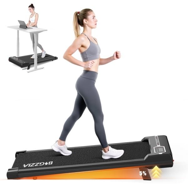 BIGZZIA 3-in-1 opvouwbare loopband - elektrisch loopkussen - 5% helling - 1-8 km/u - 2,5 pk motor - afstandsbediening - LED-scherm - 130 kg draagvermogen - Geluid