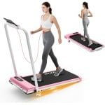 BIGZZIA 3-in-1 opvouwbare loopband met 7% helling - Inklapbaar loopband Elektrisch met armleuningen - 1-8 km/u - 2,5 pk motor - afstandsbediening - LED-scherm - 130 kg draagvermogen - Geluid