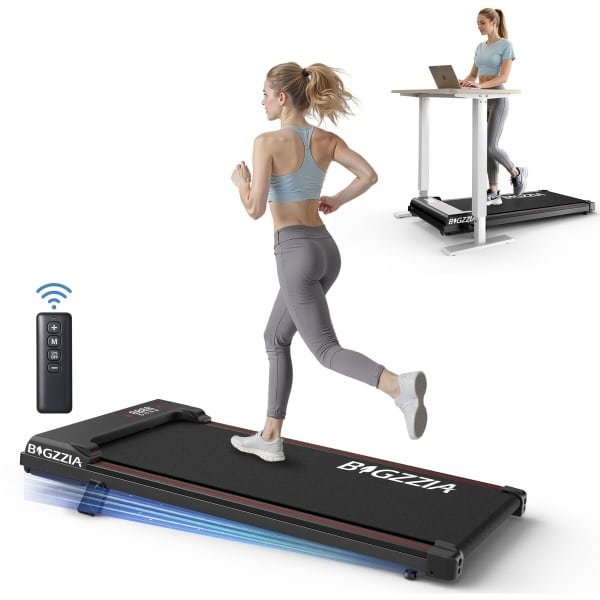 BIGZZIA Loopband draagbaar met 8% helling - 3-in-1 Walkingpad Elektrisch - loopkussen 1-8 km/u instelbaar - Motor 2,5 pk - met afstandsbediening en LCD-display - loopvlak 38.5 x 90 cm - Zwart