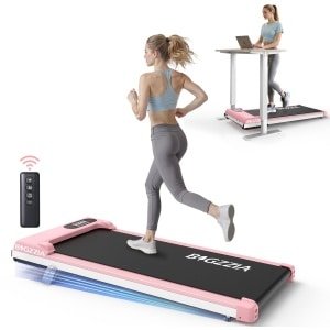 BIGZZIA Loopband draagbaar met 8% helling - 3-in-1 Walkingpad Elektrisch - loopkussen 1-8 km/u instelbaar - Motor 2,5 pk - met afstandsbediening en LCD-display - loopvlak 38.5 x 90 cm - Roze