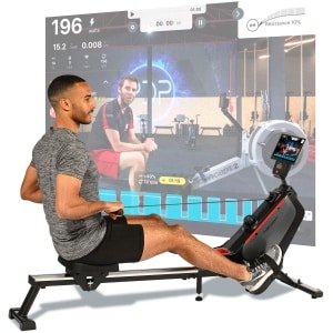 Christopeit roeitrainer voor thuis RW 1000 - magnetisch remsysteem, 8 weerstandsniveaus, Bluetooth, app-compatibel, LCD-display, opvouwbaar en ruimtebesparend, hometrainer voor volledige lichaamstraining, tot 120 kg