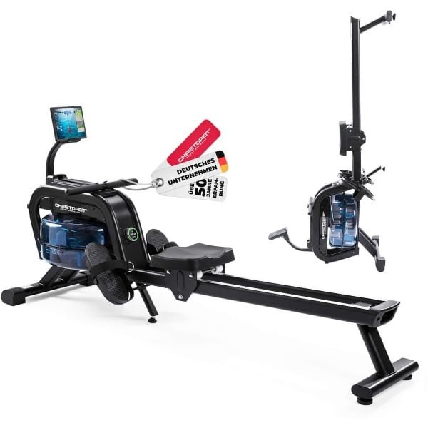 Christopeit roeitrainer waterweerstand WP 2000 - 3-in-1 hybride weerstandssysteem, LED Smart Control, Bluetooth, compatibel met Kinomap-app, tot 120 kg
