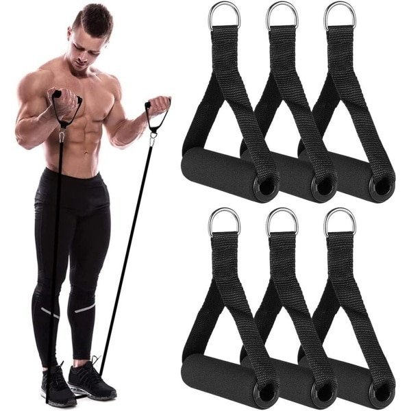 Cosensi - Weerstandsband Handgrepen Set voor Krachttraining en Fitness - Robuust en Duurzaam - 6 Stuks - Nylon D-ring Touw - Yoga Pilates Hometraining Oefenbanden