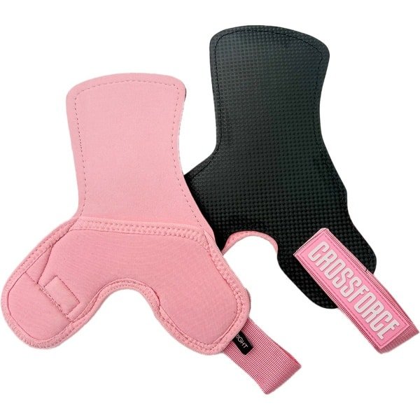 CrossFit CF x MV Grips Roze ONE-SIZE- Sport Handschoenen - Geschikt voor CrossFit, Fitness, Turnen & Gymnastics - Roze - Grips Vingerloos - Grips zonder Gaten - Ultra Sticky - wrist wraps - ondersteuning pols - 2x zweetbanden