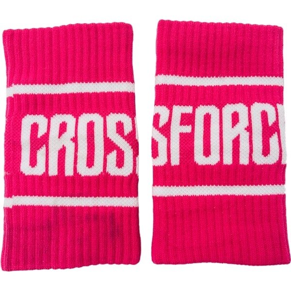 CrossForce 2 Stuks Zweetbanden voor Pols - Polsband - Zweet Wrist Wraps - Unisex Volwassenen - ROZE & Wit - Sport - Fitness - CrossFit