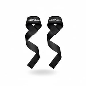 Disciplined Lifting Straps - Fitness Polsbanden - Polssteun voor Deadlifts, Crossfit & Gewichtheffen - Comfortabele Grip Straps - Zwart - 2 Stuks + Opbergtas