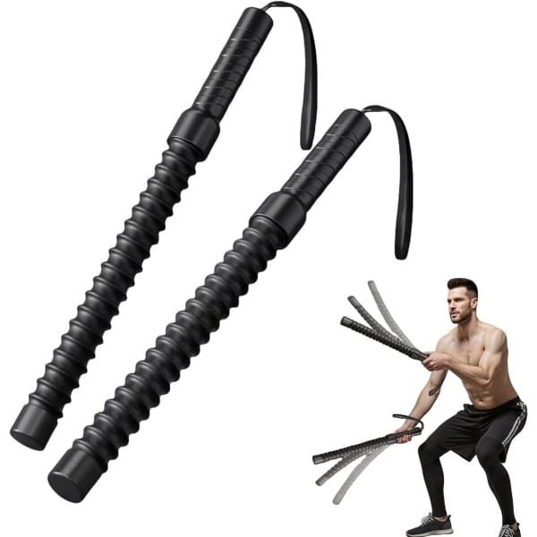 Draadloze battle rope voor thuisgyms, krachttraining, draagbaar fitnesstouw, geschikt voor HIIT-trainingen, low-impact cardio, duurzaam trainingstouw voor core strength en armspierkracht - 2-pack