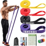 Elastische krachttraining banden - 4 stuks met tas - weerstandsband voor fitness oefeningen