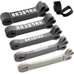 Elastische krachttraining fitnessband set - 5 weerstandsbanden met deuranker voor pilates, stretching, yoga - heren, dames