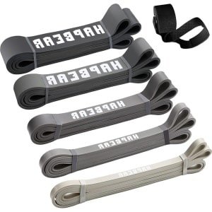 Elastische krachttraining fitnessband set - 5 weerstandsbanden met deuranker voor pilates, stretching, yoga - heren, dames