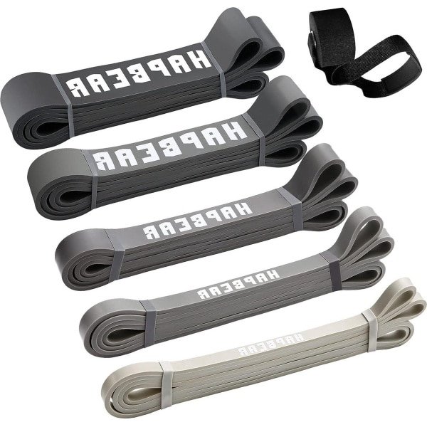 Elastische krachttraining fitnessband set - 5 weerstandsbanden met deuranker voor pilates, stretching, yoga - heren, dames