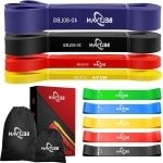 Elastische weerstandsbanden set met 9 niveaus voor calisthenics, krachttraining en yoga.