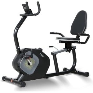 Ergometer met Rugsteun - 16 Weerstanden & Hartslagmeter - Stille Hometrainer met Transportwielen