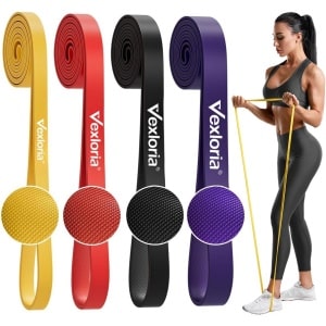 Fitness Weerstandsbanden Set met 4 Intensiteit Niveaus voor Krachttraining en Yoga