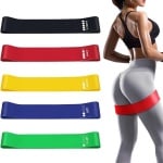 Fitnessbanden - 5 stuks elastisch met oefenhandleiding van natuurlijk latex voor krachttraining pilates bodybuilding yoga - inclusief HTML-content .