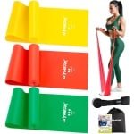 Fitnessbanden set van 3, oefenbanden met 3 weerstandsniveaus, fitnessband met deuranker, draagtas en oefeninstructies, ideaal voor yoga, pilates, krachttraining en fysiotherapie