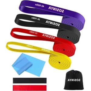 Fitnessbanden set van 5 stuks - thuis krachttraining inclusief draagtas - pull-up yoga fitnessbanden - spieropbouw voor sport