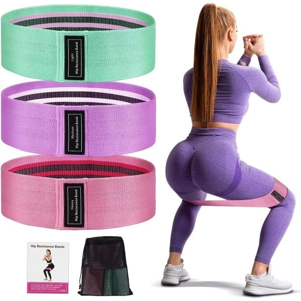 Fitnessbanden, set weerstandsbanden, heupbanden, 3 treksterktes trainingsband en weerstandsband, ondersteuning voor beentraining, heuptraining, krachttraining en pull-ups