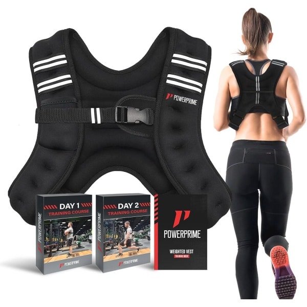 Gewichtsvest 5 kg verstelbaar uniseks voor hardlopen en krachttraining, neopreen met reflecterende strepen