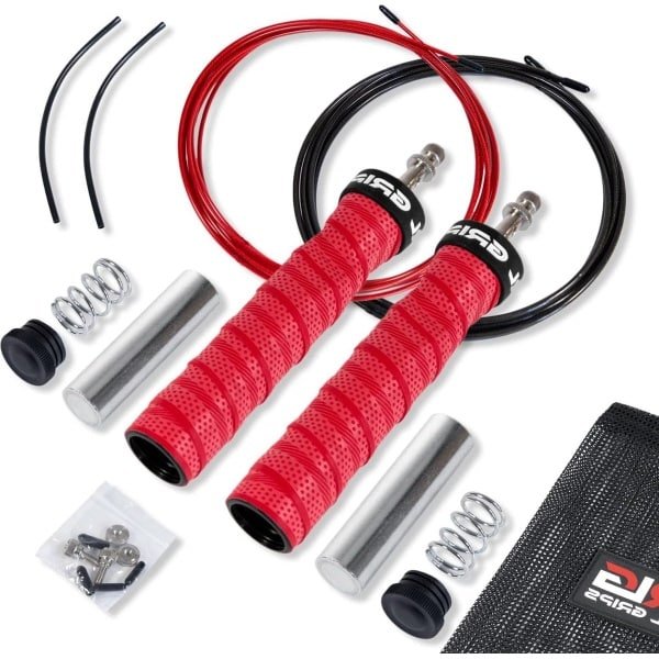 Gewogen Springtouw met 2 Variabele Snelheidskabels - Crossfit Gymnastiek Boksen - Professioneel Volwassenen Ergonomisch Handvat