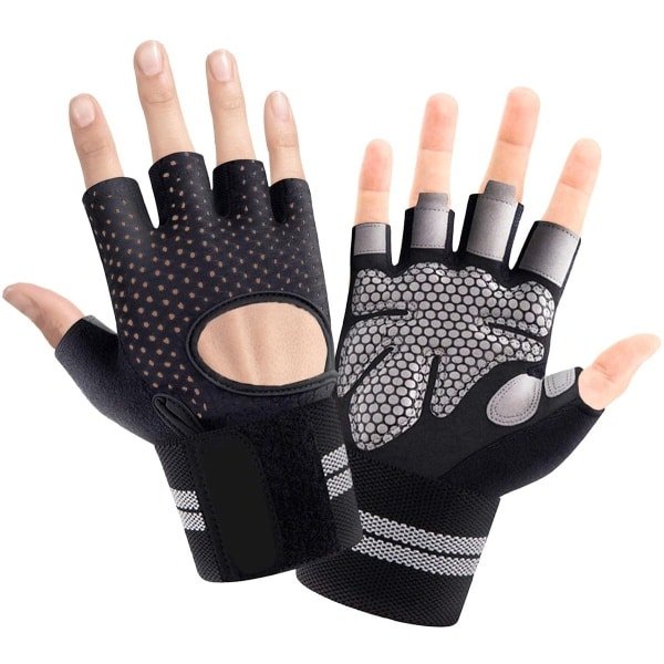 Gigicial Gewichthefhandschoenen - Antislip fitnesshandschoenen - Volledige handpalmbescherming/polssteun - 1 paar - Geschikt voor fitness en krachttraining - Zwart