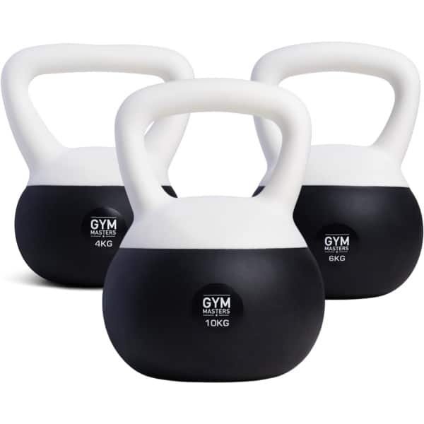 Gym Masters Zachte Kettlebell Set - 4, 6 & 10 kg - Fitness Gewicht voor Thuis & Sportschool - Krachttraining & Cardio - Anti-Beschadiging