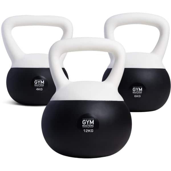 Gym Masters Zachte Kettlebell Set - 4, 6 & 12 kg - Fitness Gewicht voor Thuis & Sportschool - Krachttraining & Cardio - Anti-Beschadiging