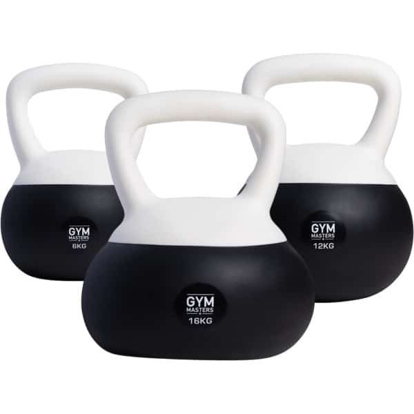 Gym Masters Zachte Kettlebell Set - 6, 12 & 16 kg - Fitness Gewicht voor Thuis & Sportschool - Krachttraining & Cardio - Anti-Beschadiging