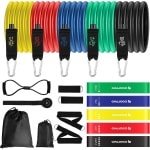 Gymnastiekband set van 5 weerstandsbanden - met handvat deuranker enkelriemen - voor krachttraining calisthenics crossfit pilates fysiotherapie