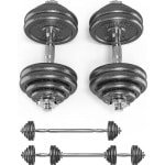 Halsters, halterset van gietijzer, 2-in-1 cortehalsters en langhalster met aansluitdoos, 5-30 kg verstelbare halterset, 2-delige haltergewichten voor krachttraining