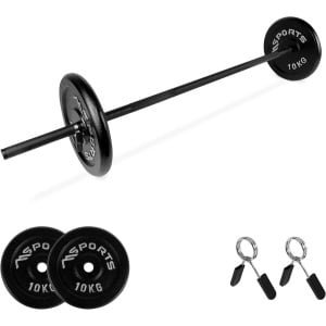 Halterschijven Set met Stang en Clips - Gietijzer Gewichtheffen voor Krachttraining